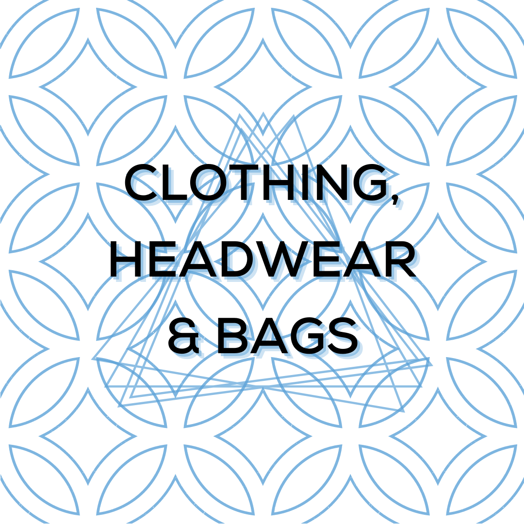 Clothing, Headwear & Bags